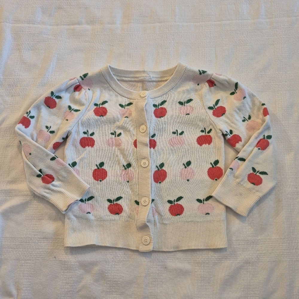 Hanna Andersson girls 110 or size 5 Apple cardigan, tags removed play cond